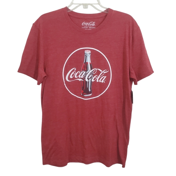 Lucky Brand x Coca Cola Coke Men's Short Sleeve Red T-Shirt NWT Size Medium - Picture 1 of 9